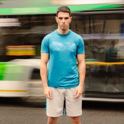 Camisa Mizuno Athletics Estampados Tee Hombre Azules - Chile M609FZVOMA